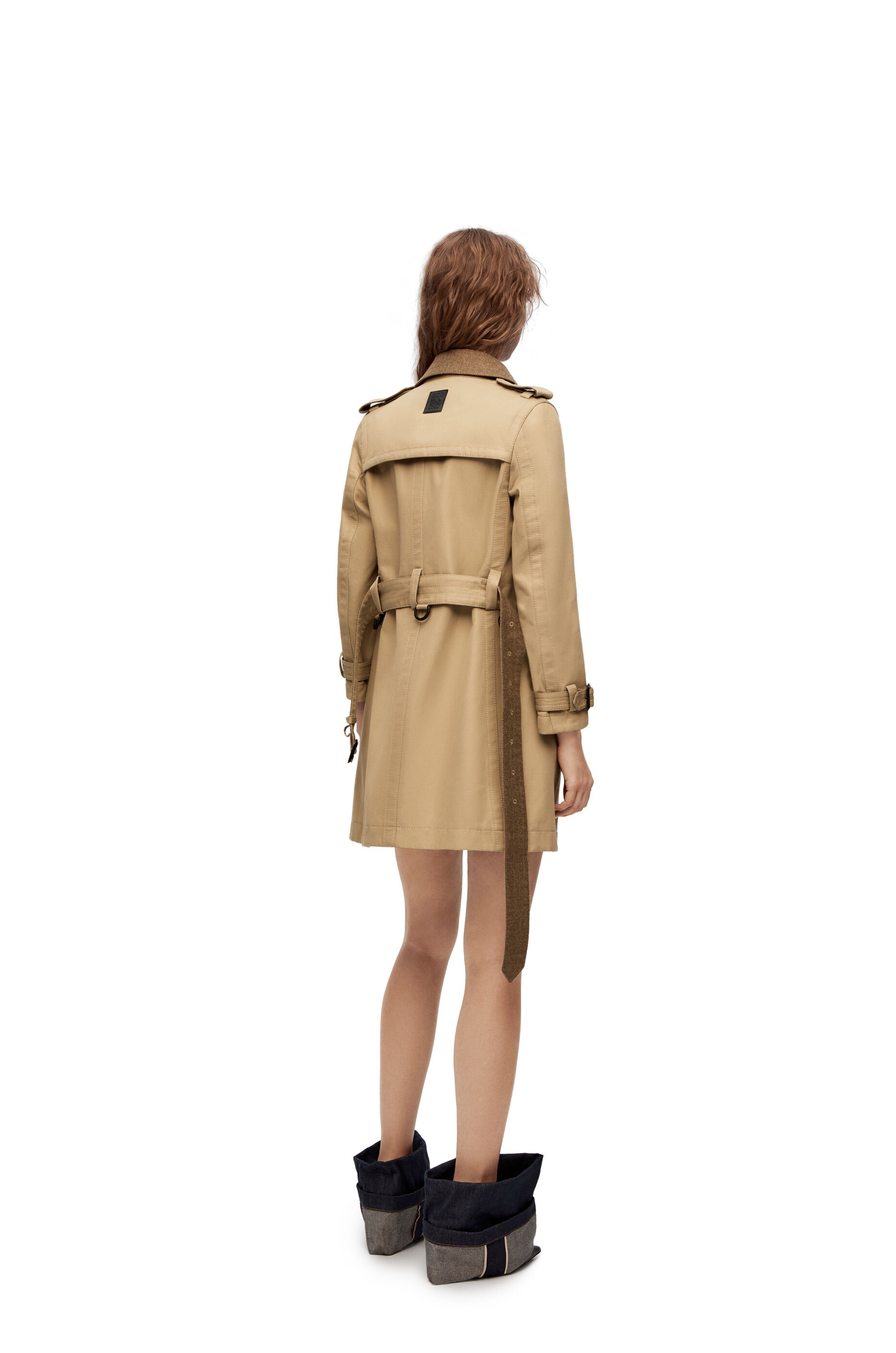 Short trench coat in cotton, linen and cashmere - 4