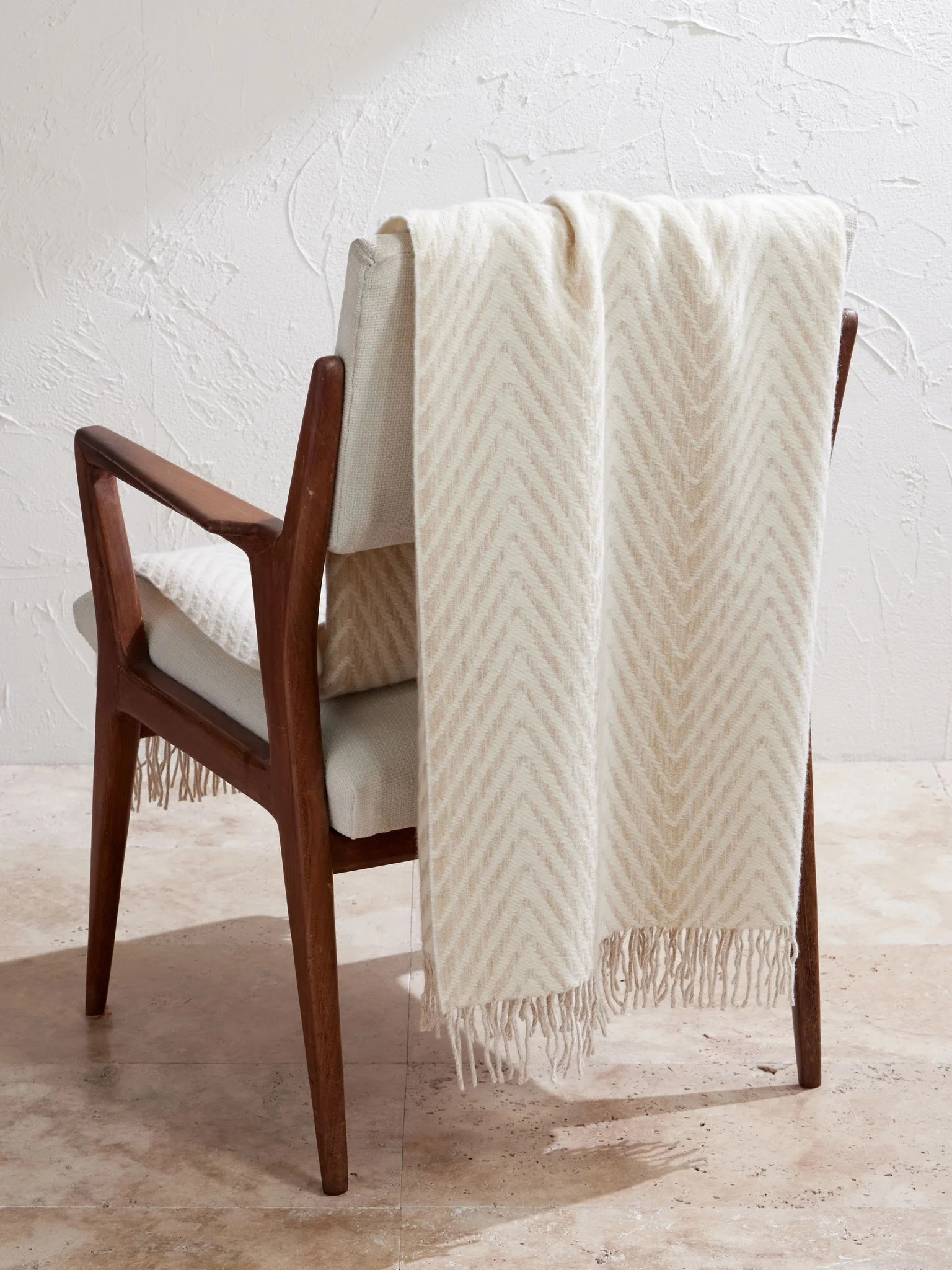 Ziggy Fringe-Trimmed Wool and Cashmere-Blend Throw White - 1