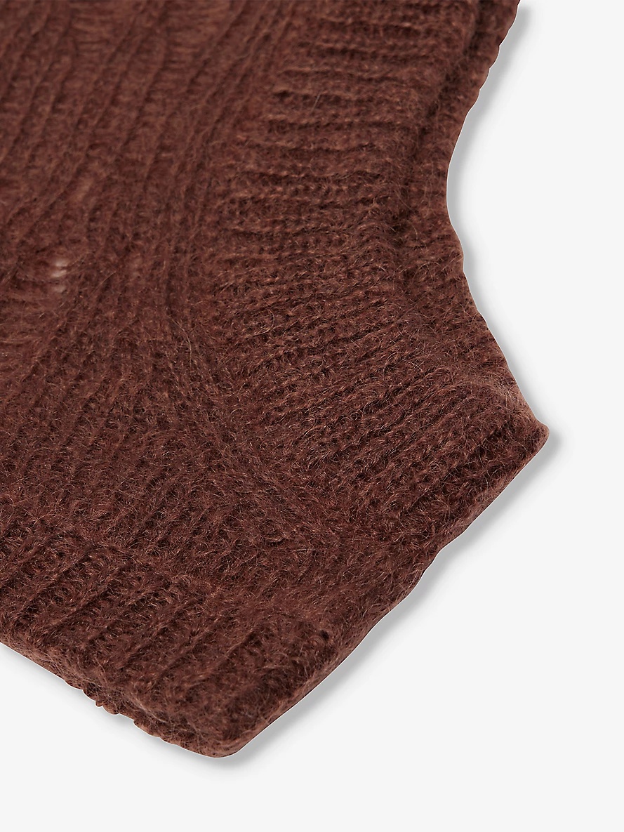 Distressed-knit ribbed-trim wool-blend hood - 2