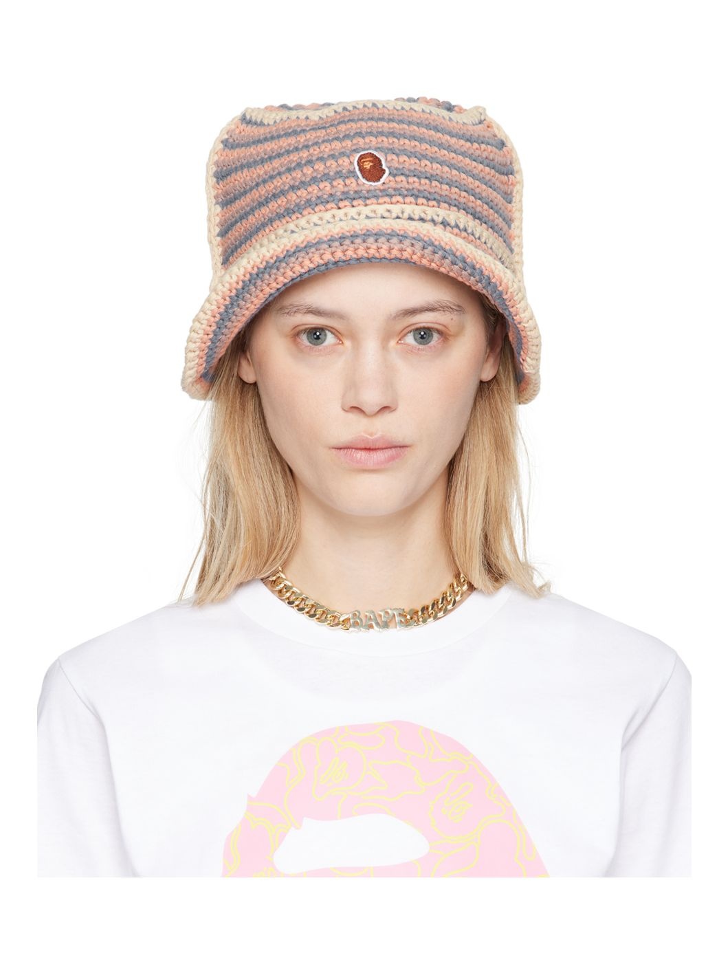 Purple & Pink Multi Hoop Knit bucket hat - 1