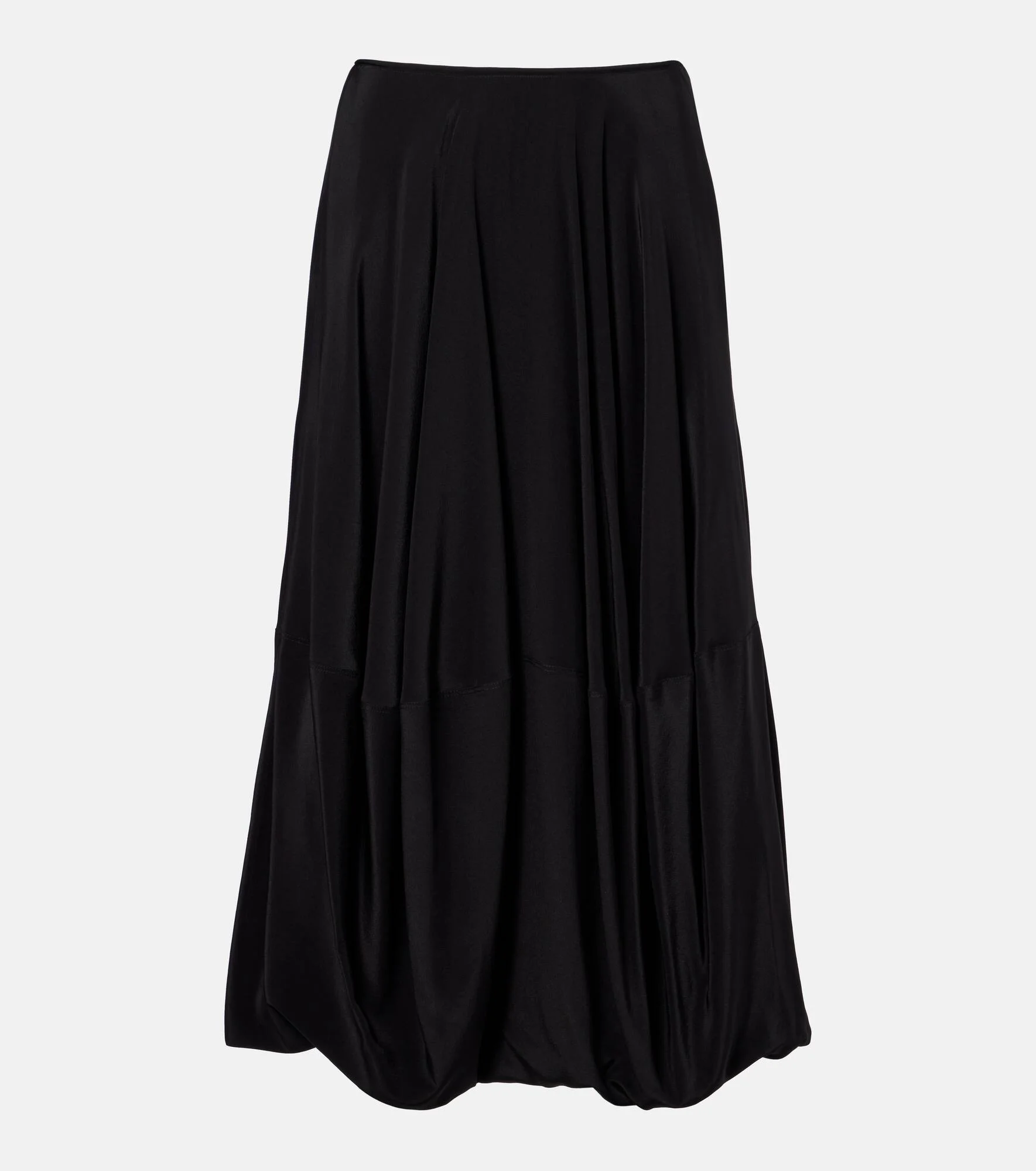 Low-rise silk crêpe de chine midi skirt - 1