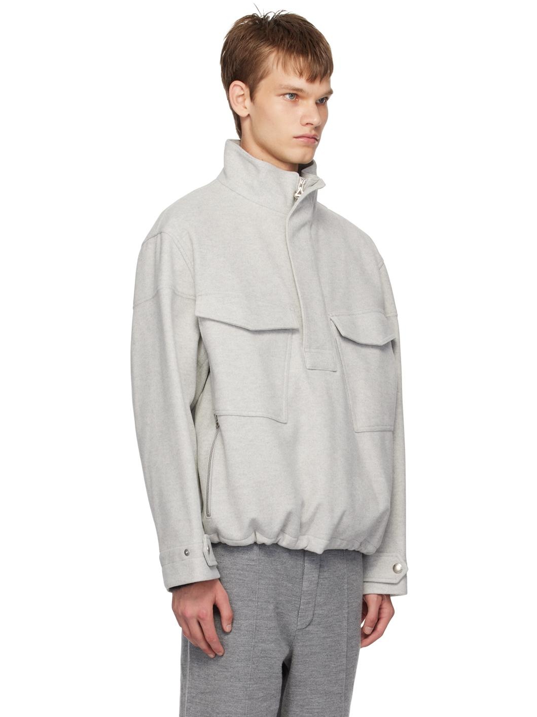 Gray Half-Zip Sweatshirt - 2