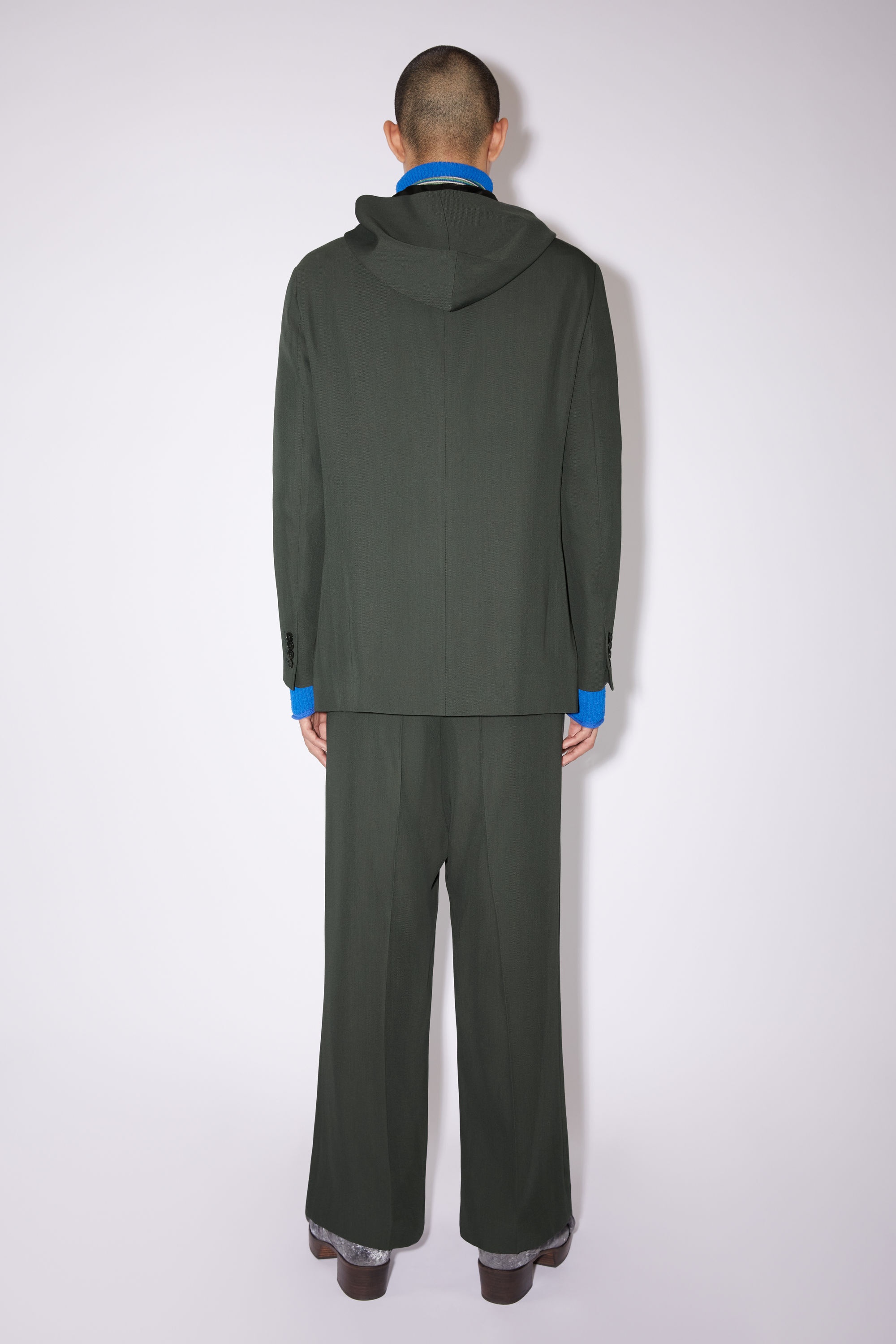Hooded single-breasted jacket - Cedar green - 3