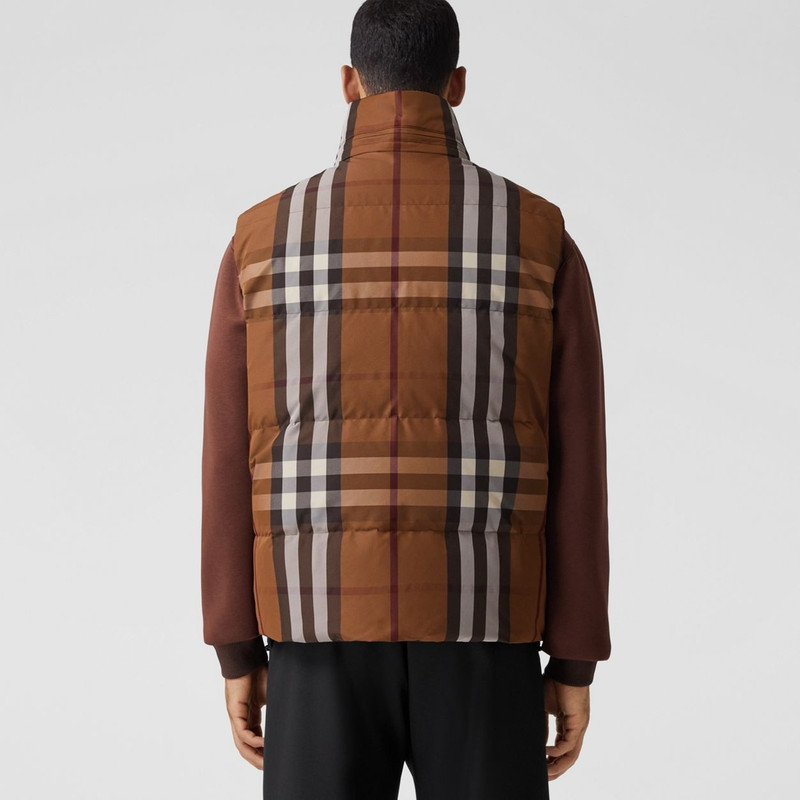 Packaway Hood Reversible Check Nylon Puffer Gilet 3