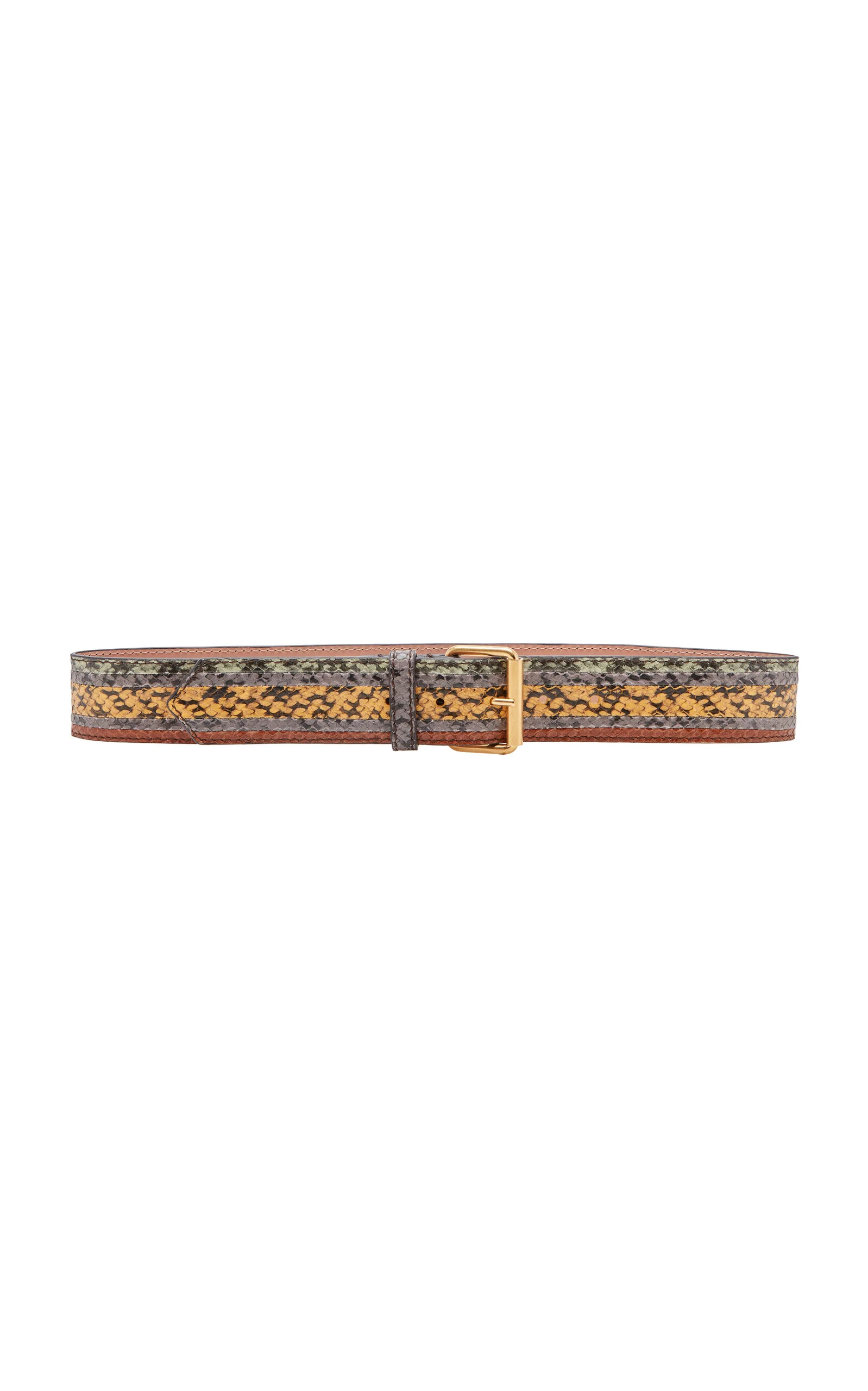 Snakeskin-Effect Leather Belt - 1