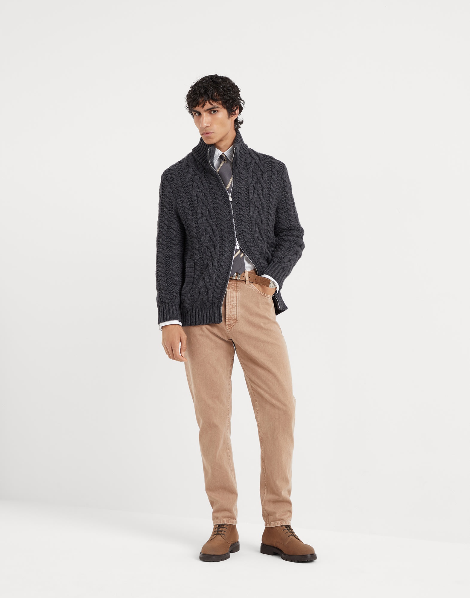 Pinstripe slim fit shirt with button-down collar - 5