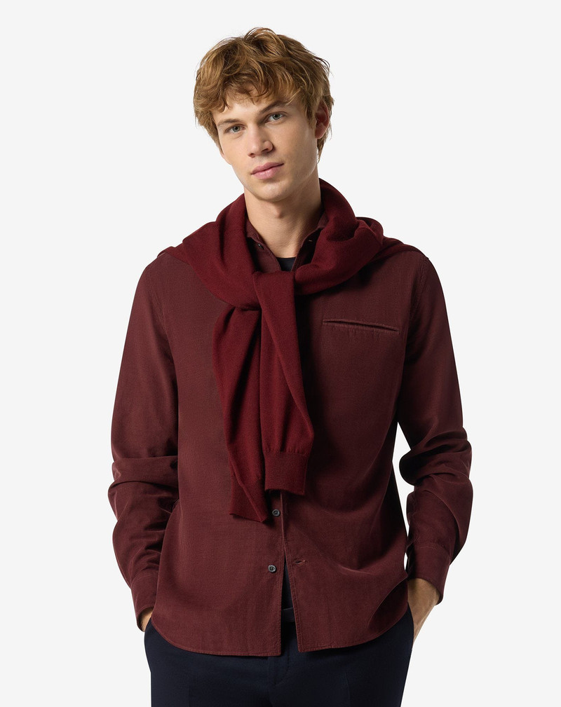 CORNELIANI Burgundy cotton velvet shirt outlook