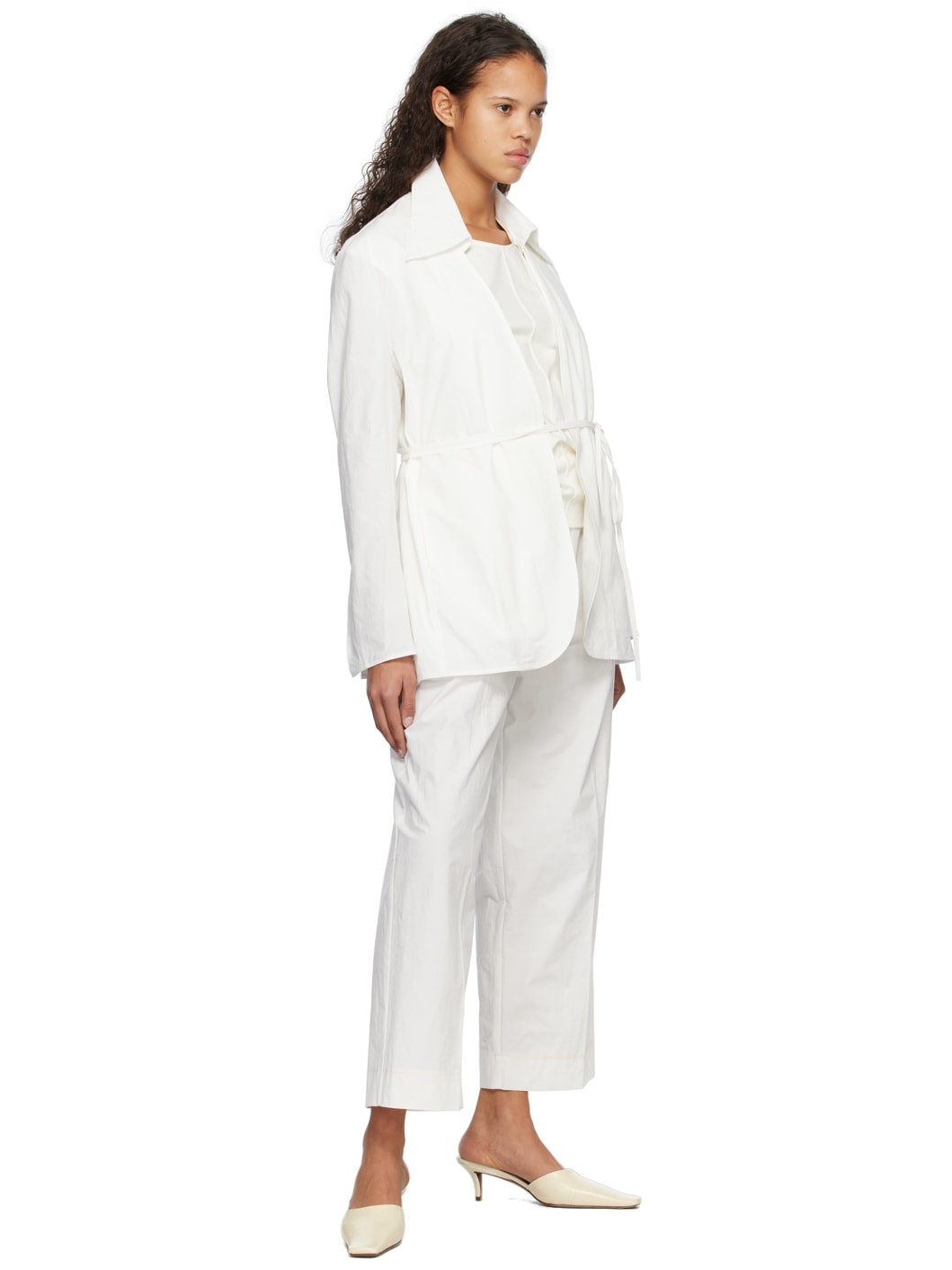 White Collarless Jacket - 5