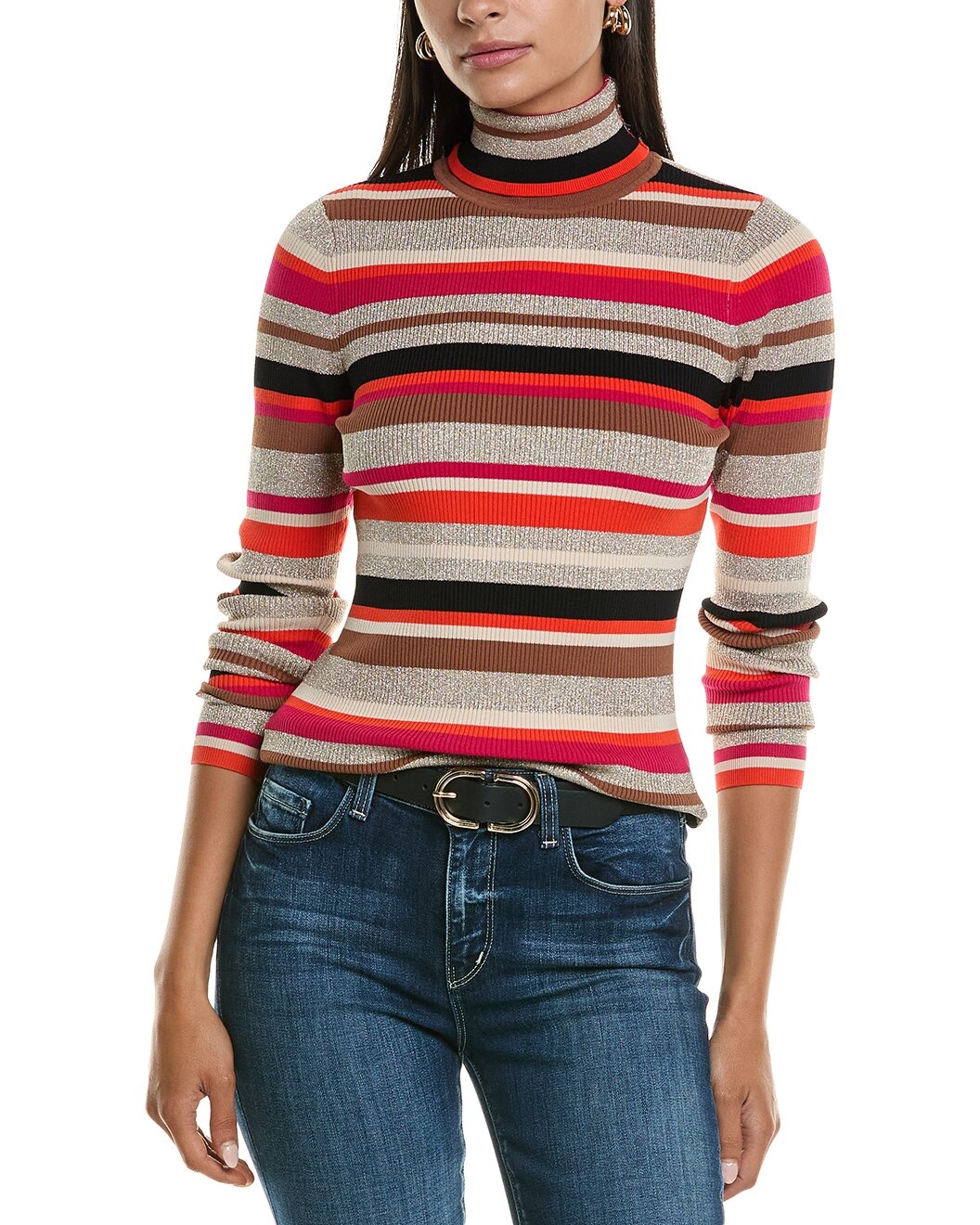 L’AGENCE Olene Stripe Turtleneck Top - 1