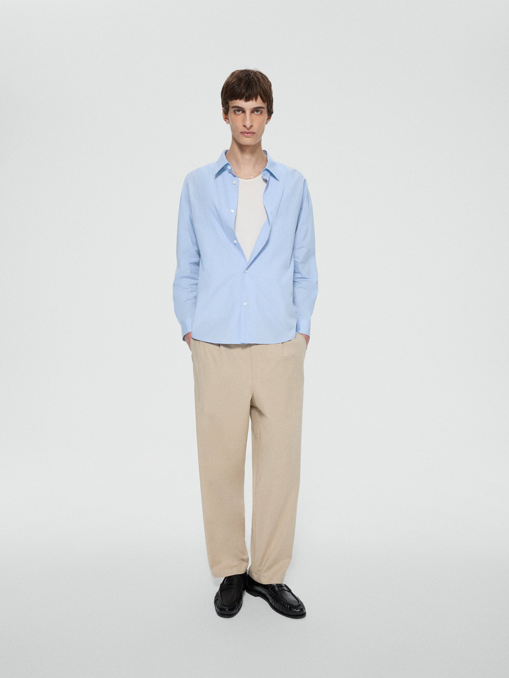 Cotton Relaxed Trousers in Beige - 2
