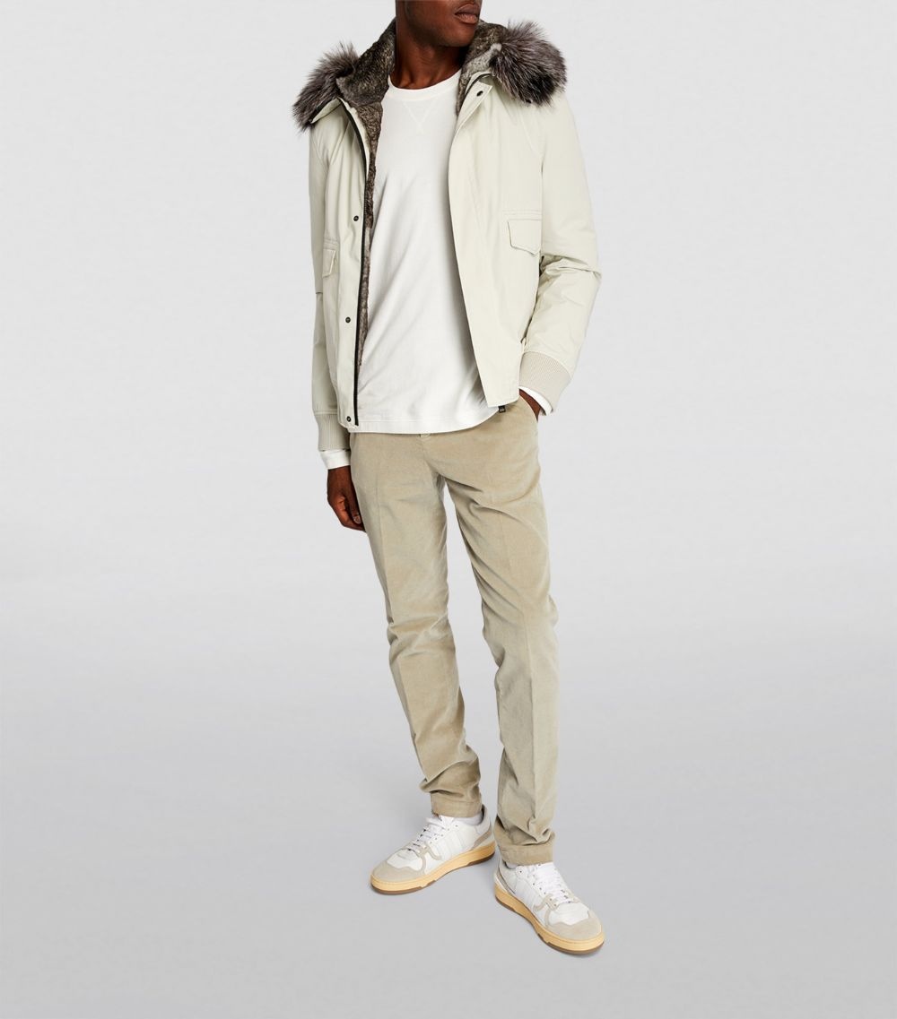 Fur-Lined Hooded Bomber Jacket - 2