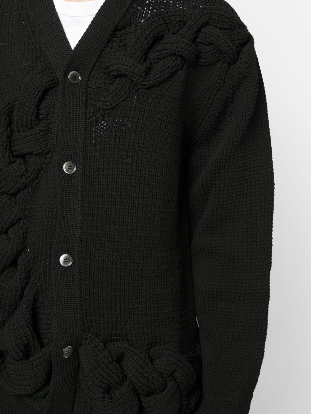 braided-band V-neck cardigan - 5