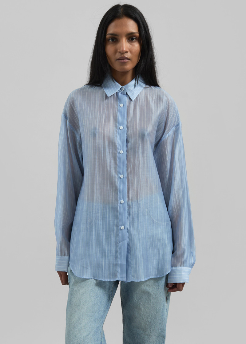 Kesin Open Back Shirt - Blue/White Stripe 8
