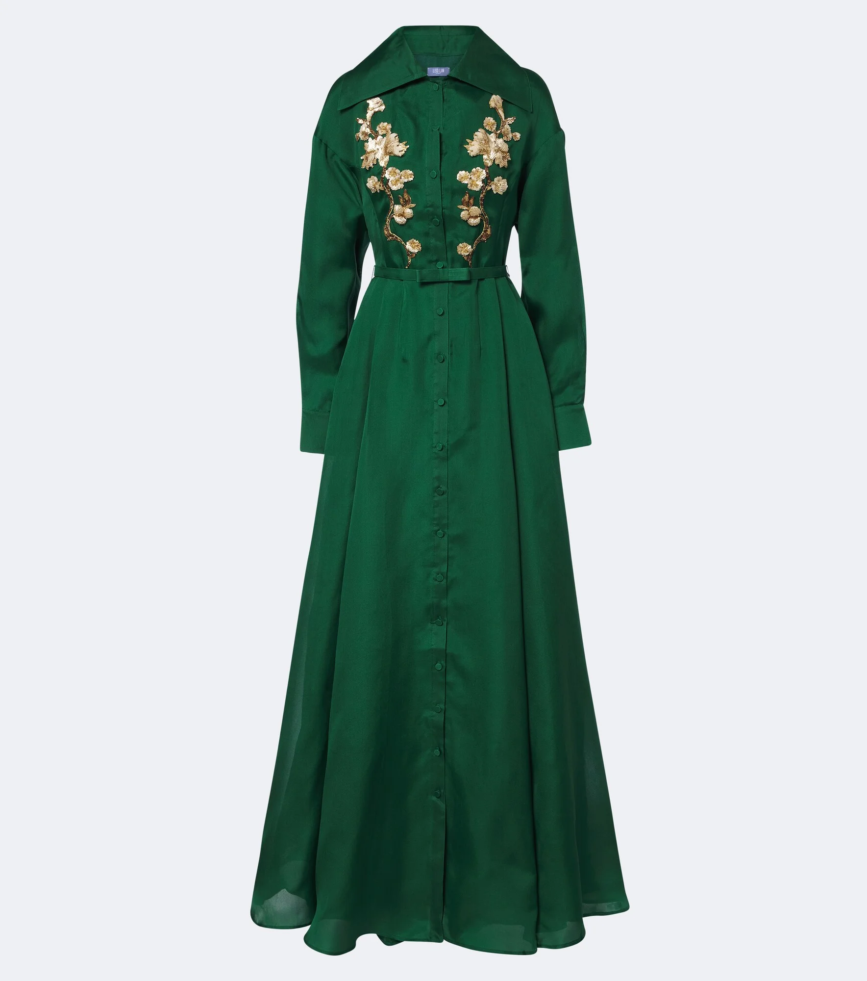 Josephine belted embellished silk gown - 1