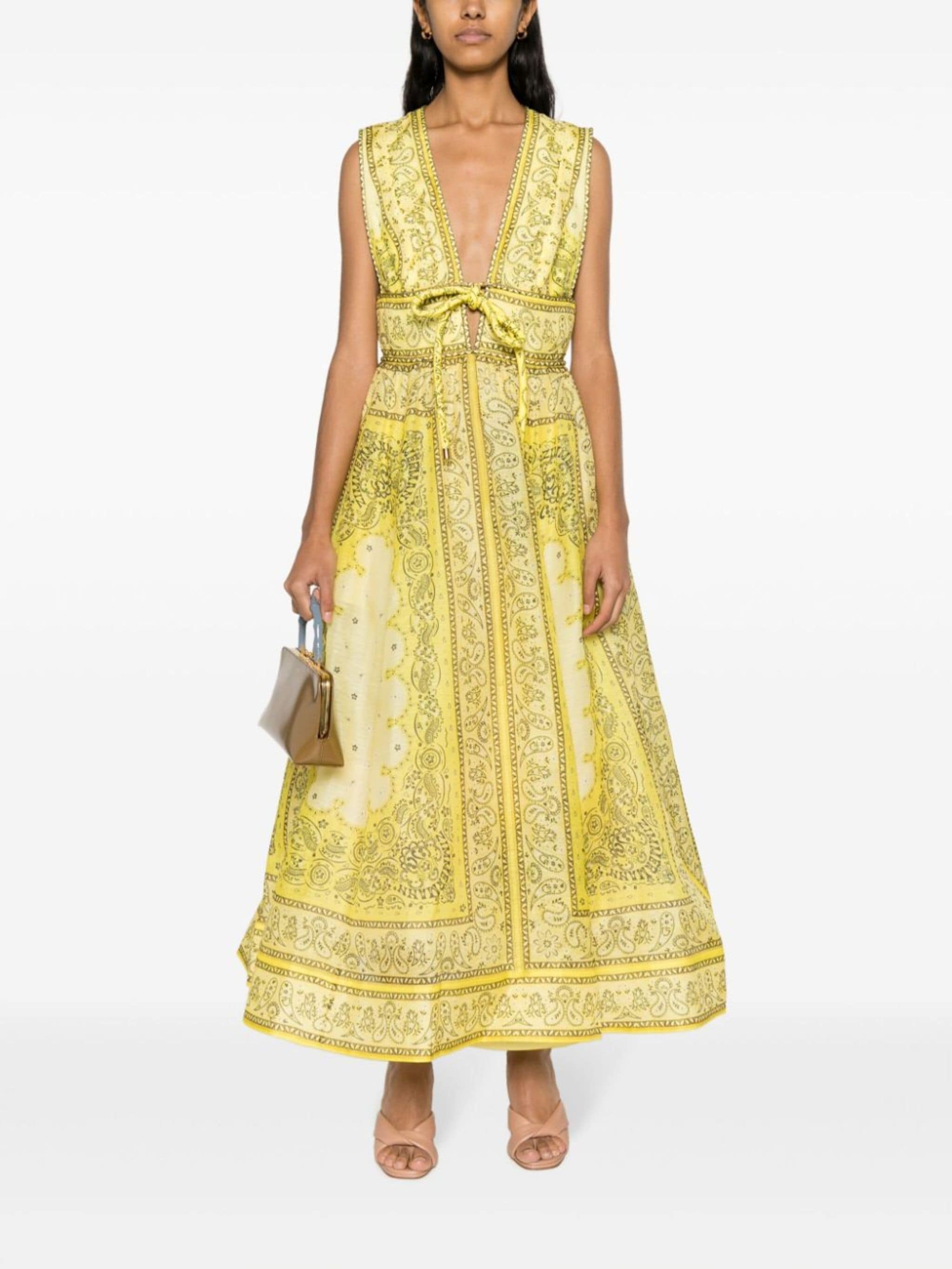 bandana-print linen-blend dress - 2