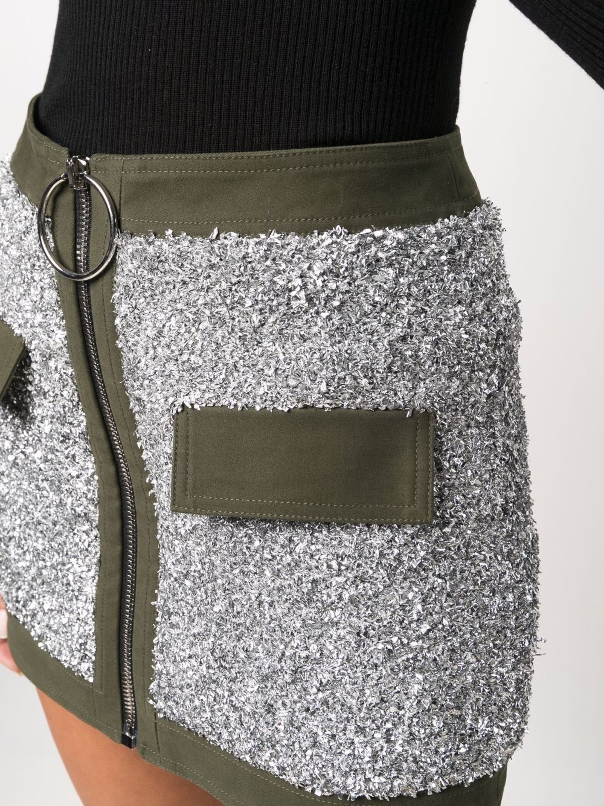 contrast-trim zipped skirt - 5