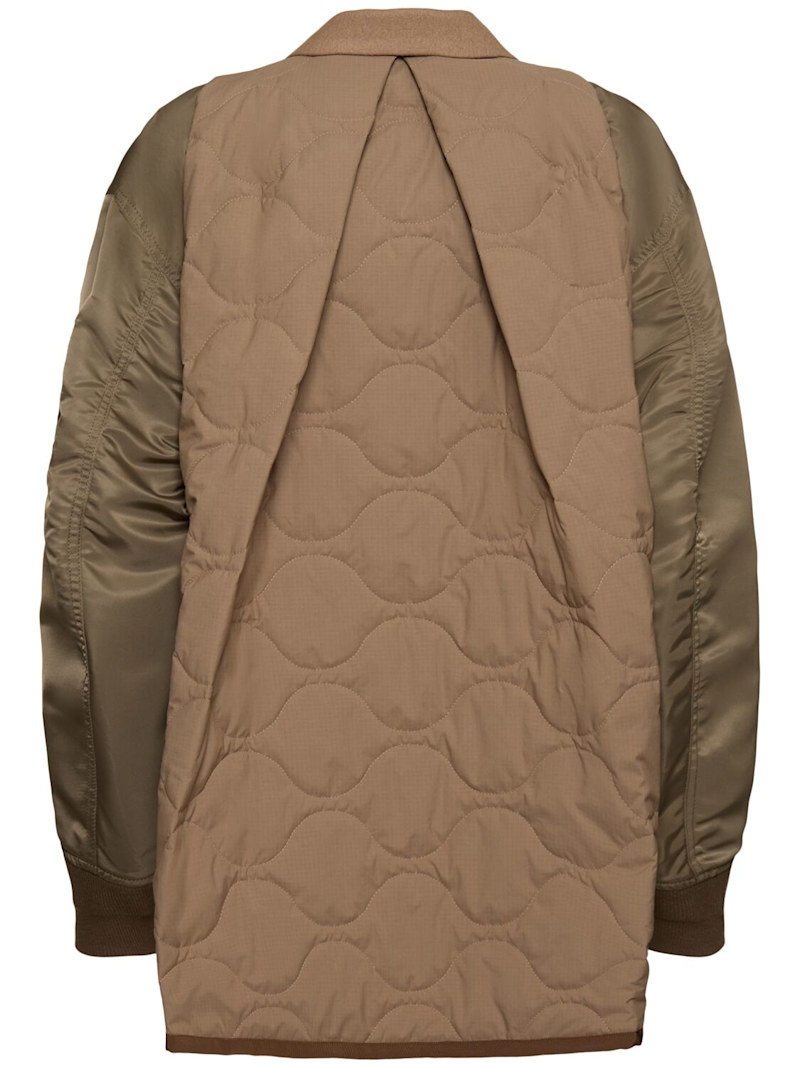 Wool melton & quilted nylon twill coat - 3