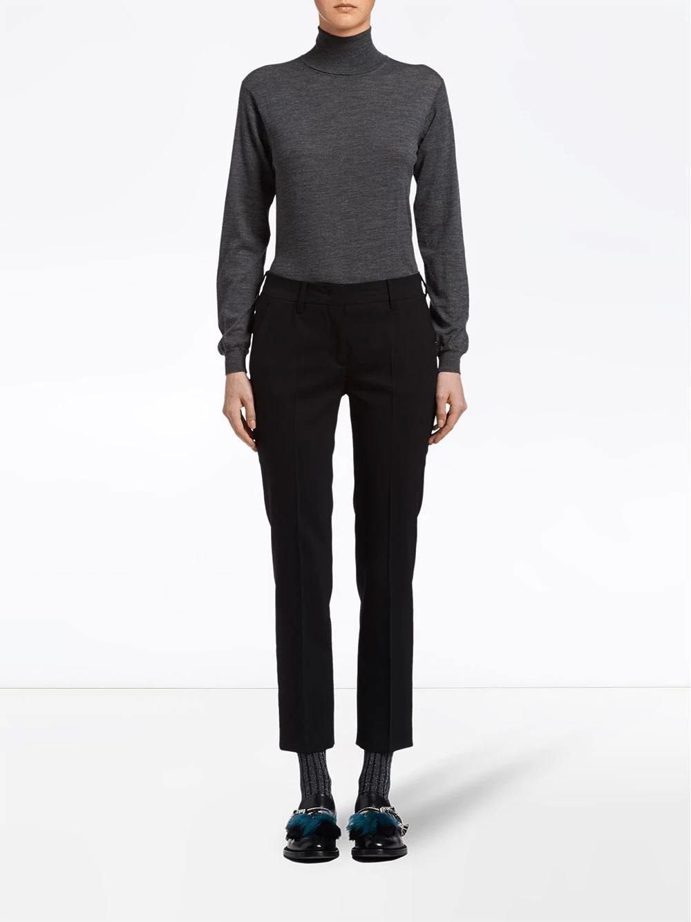 cropped slim-fit trousers - 2