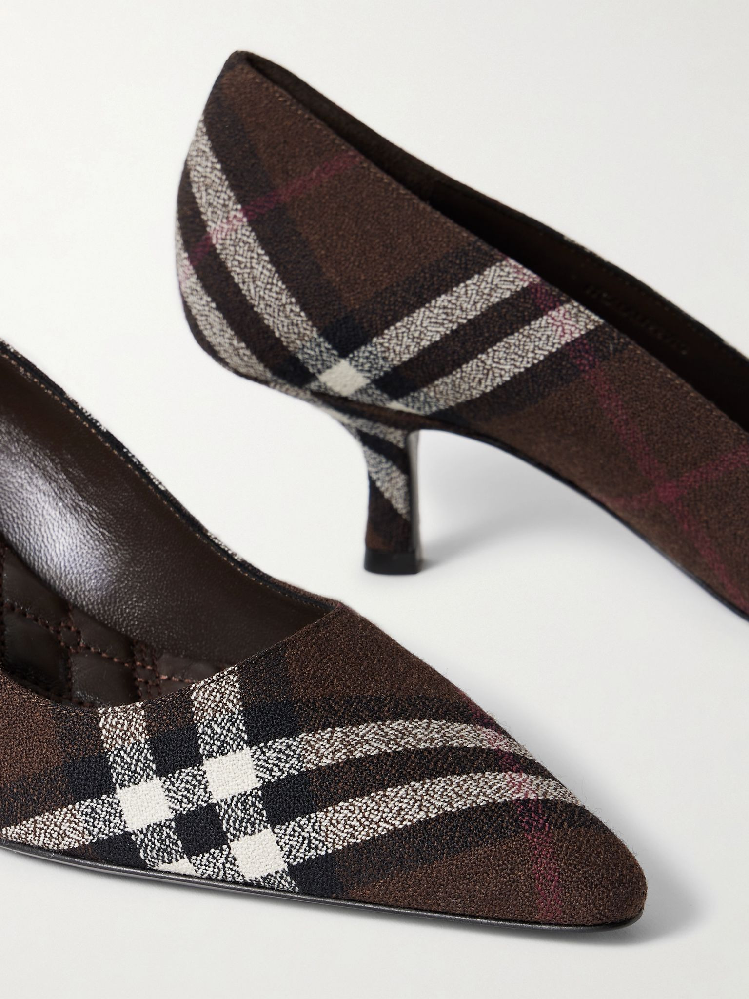 Checked wool pumps Dark brown - 4