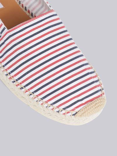 Thom Browne Multicolor Cotton Seersucker Stripe Removable Ankle Tie Espadrille outlook