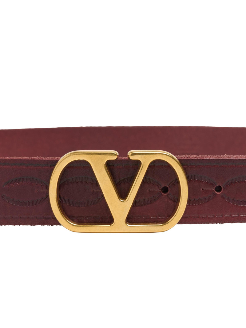 Men's VLogo Signature Calfskin Belt 30MM - Red 3