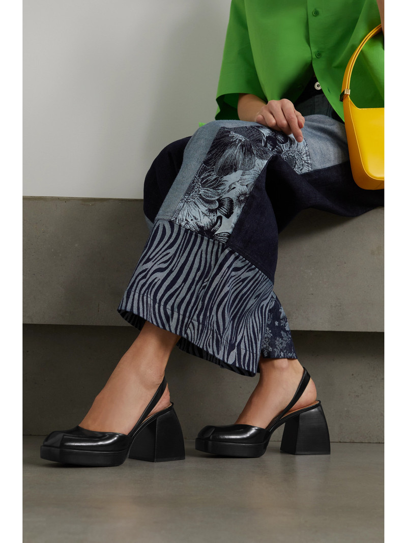 NODALETO Bulla Jones Glossed-leather Slingback Platform Pumps outlook