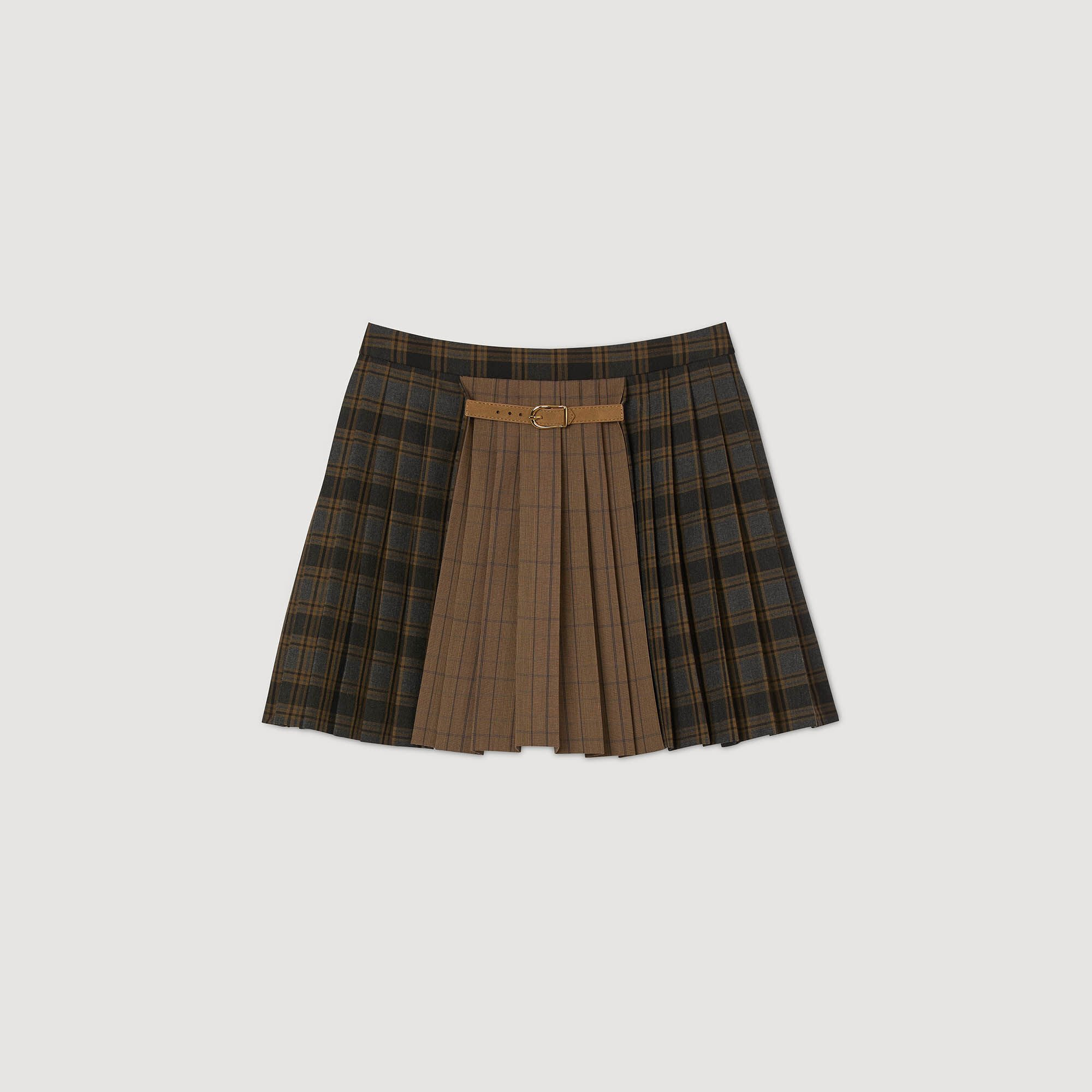 MINI CHECKED PLEATED SKIRT - 7