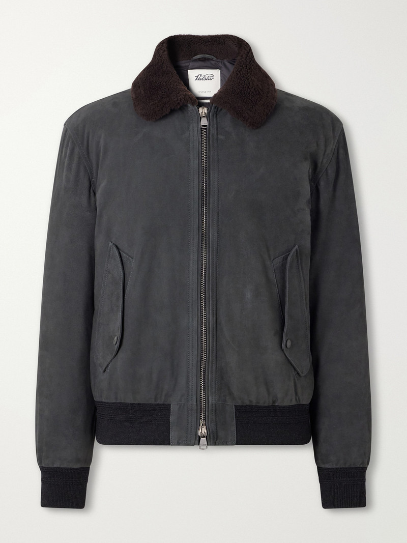 Cudden Plush-Trimmed Suede Down Jacket 1