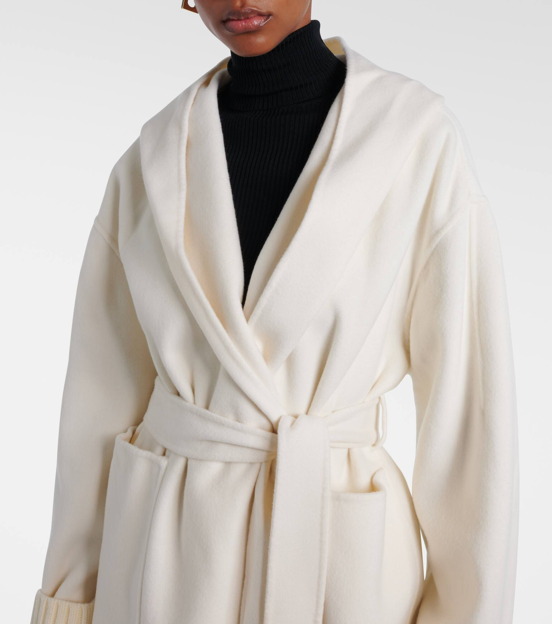 Hooded wool and cashmere coat - 4
