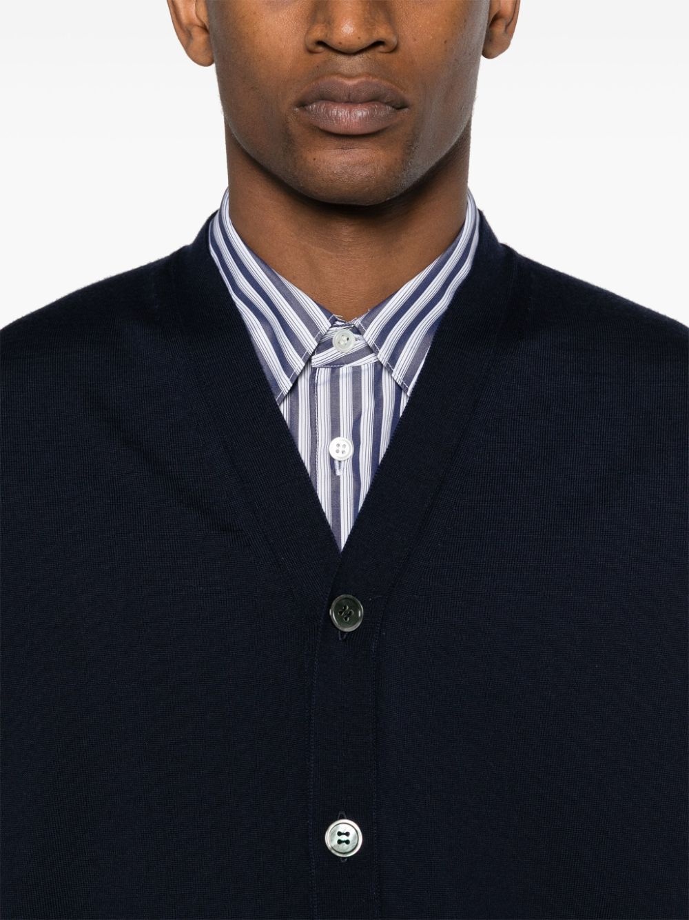 logo-embroidered wool cardigan - 5