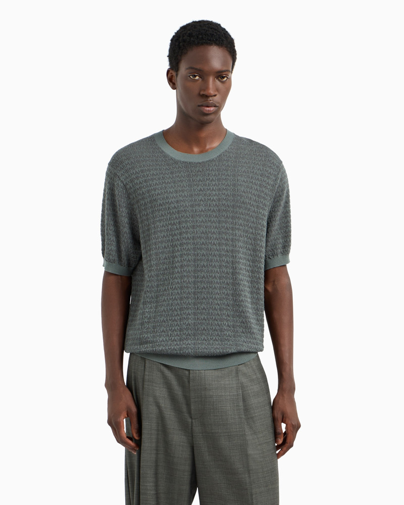 EMPORIO ARMANI ASV LYOCELL-BLEND JUMPER WITH LETTERING INTARSIA outlook