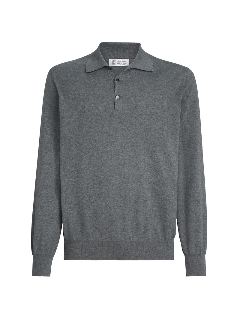 Men's Cotton Lightweight Knit Polo Shirt - Dark Grey 1