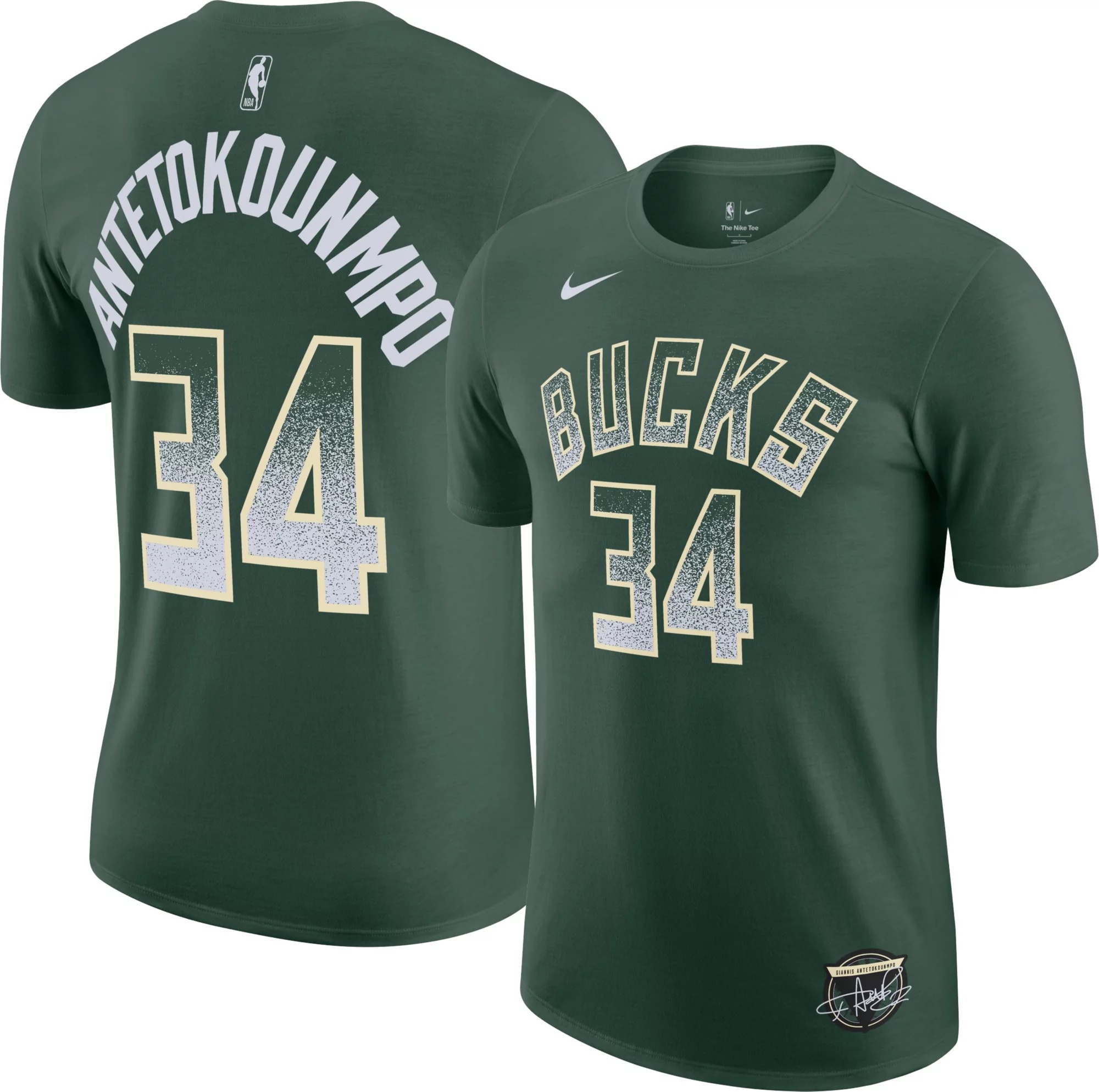 Nike Adult 2024-25 Select Series Milwaukee Bucks Green Giannis Antetokounmpo #34 T-Shirt - 1