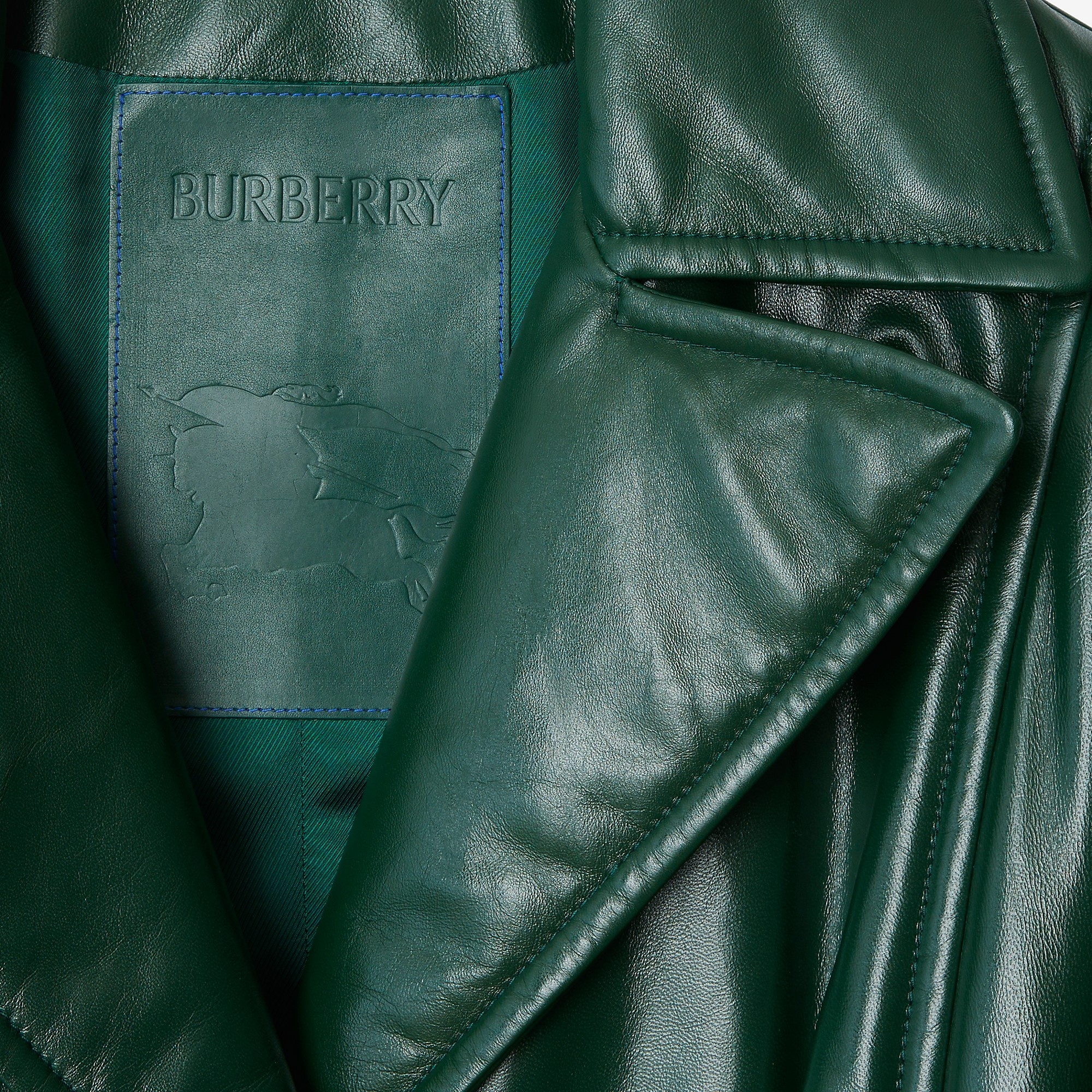 Faux Fur Collar Leather Coat - 7