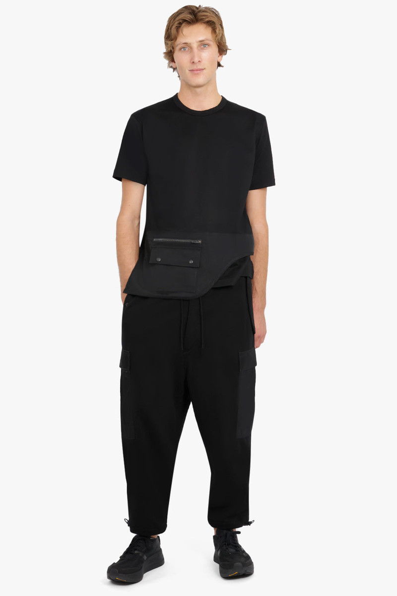 Junya Watanabe MAN COTTON TERRYCLOTH WITH NYLON TWILL PANTS | BLACK outlook