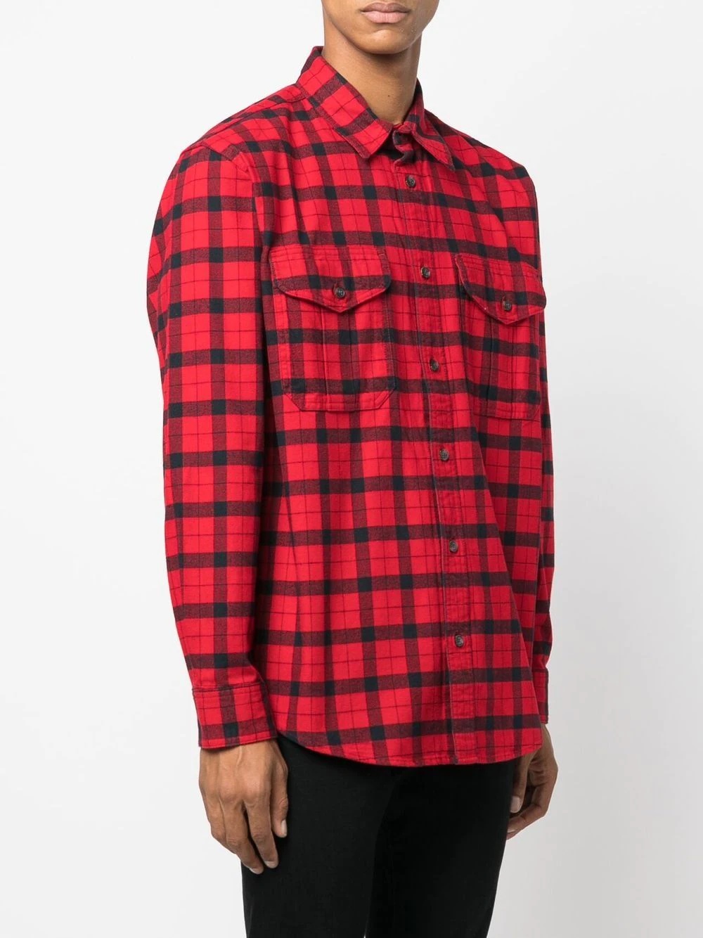 check-print long-sleeve shirt - 3