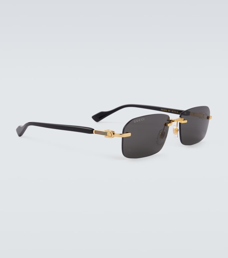Web stripe rectangular sunglasses - 4