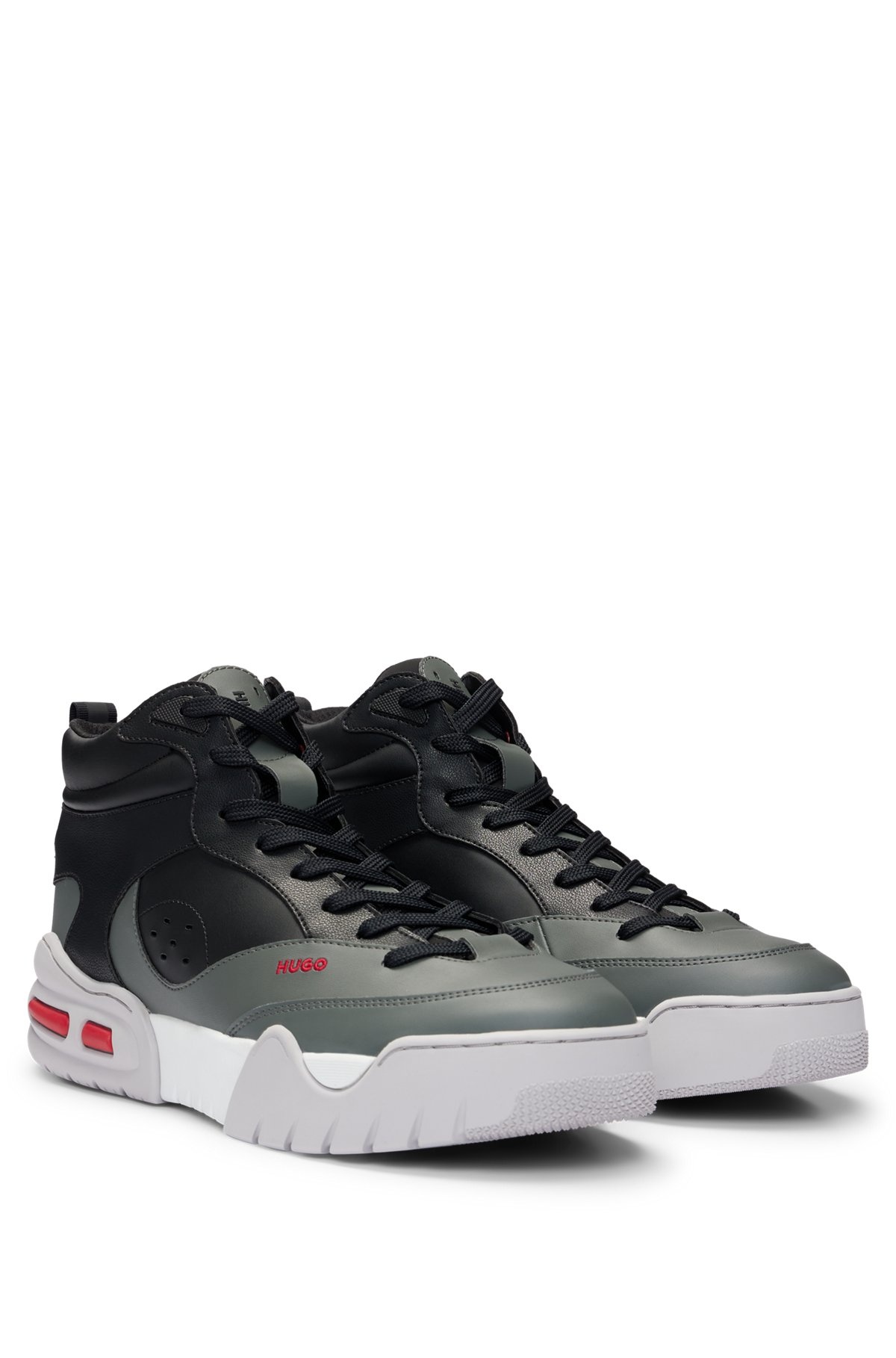 HIGH-TOP TRAINERS WITH FAUX LEATHER AND MESH - 2