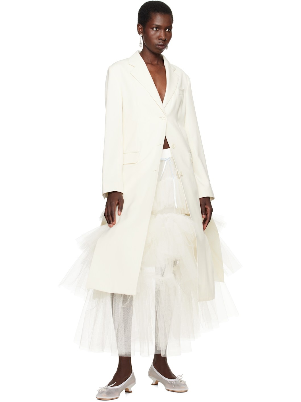SSENSE Exclusive Bridal Capsule Cut-Out Bow Detail Coat - 5