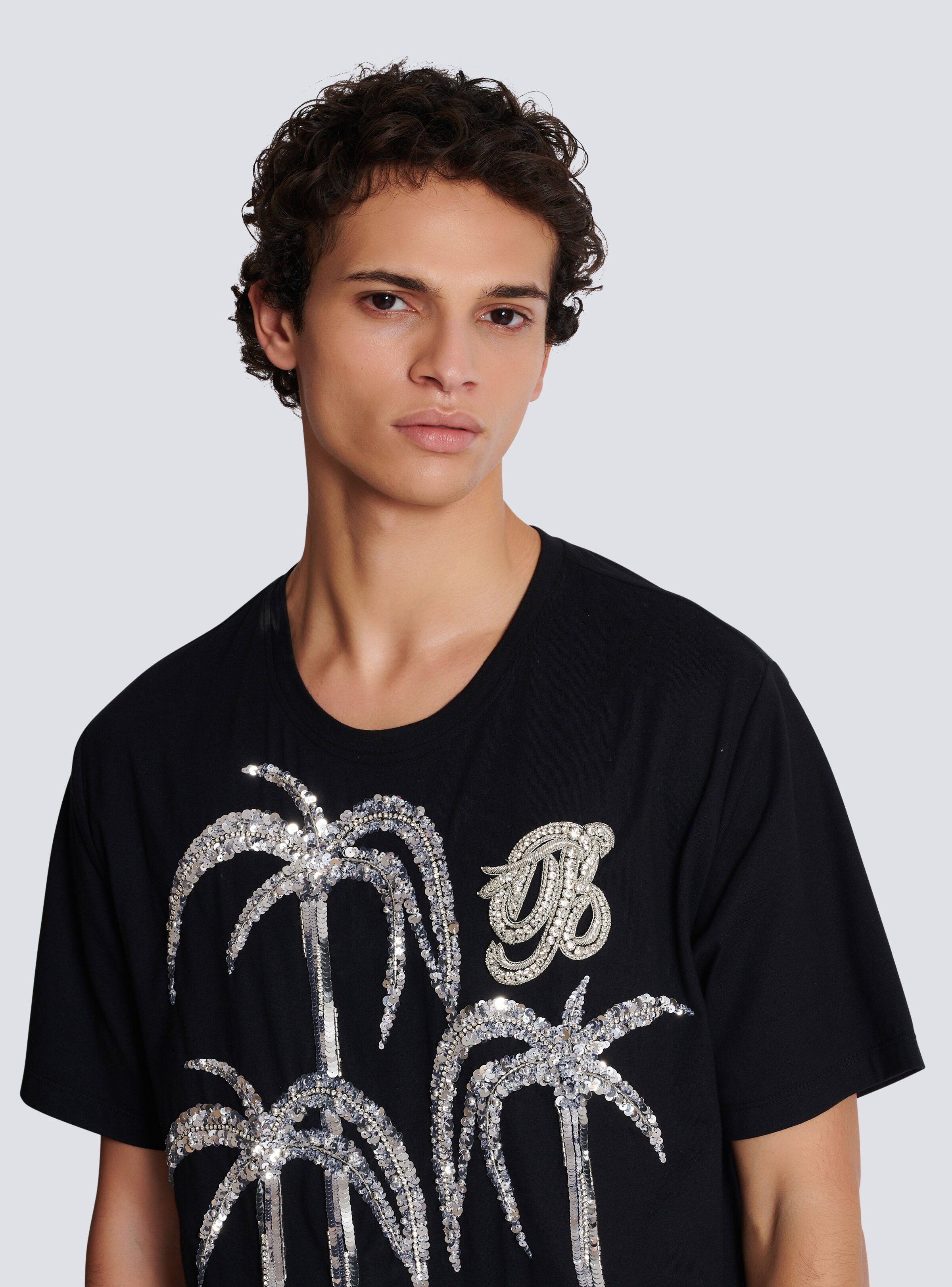 Palm tree embroidered T-shirt - 7