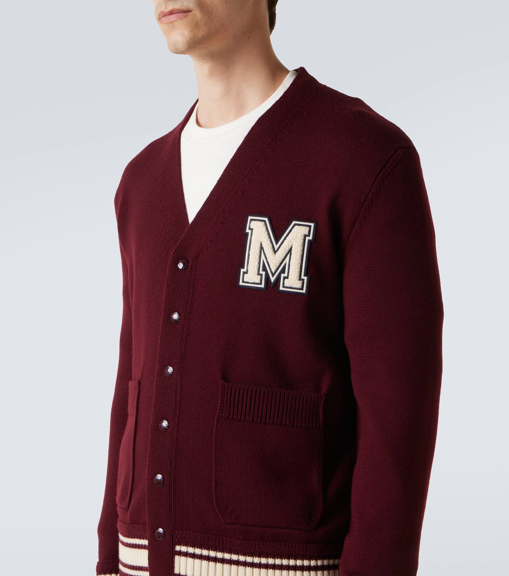 Patch-appliqué wool cardigan - 5