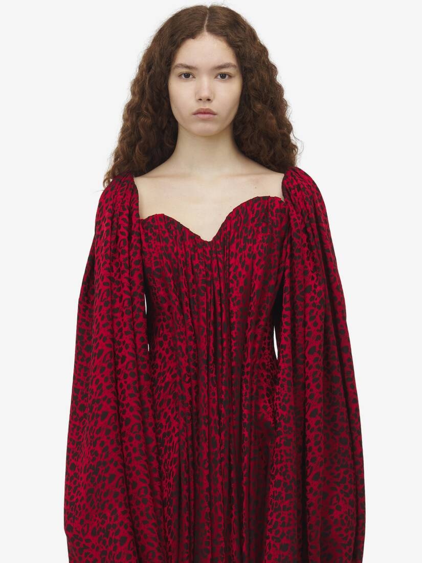 Leopard Jacquard Single-sleeve Dress - 6