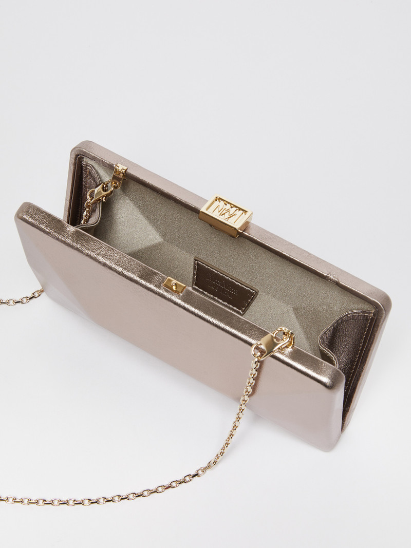 SHELL Laminated Nappa leather clutch 6