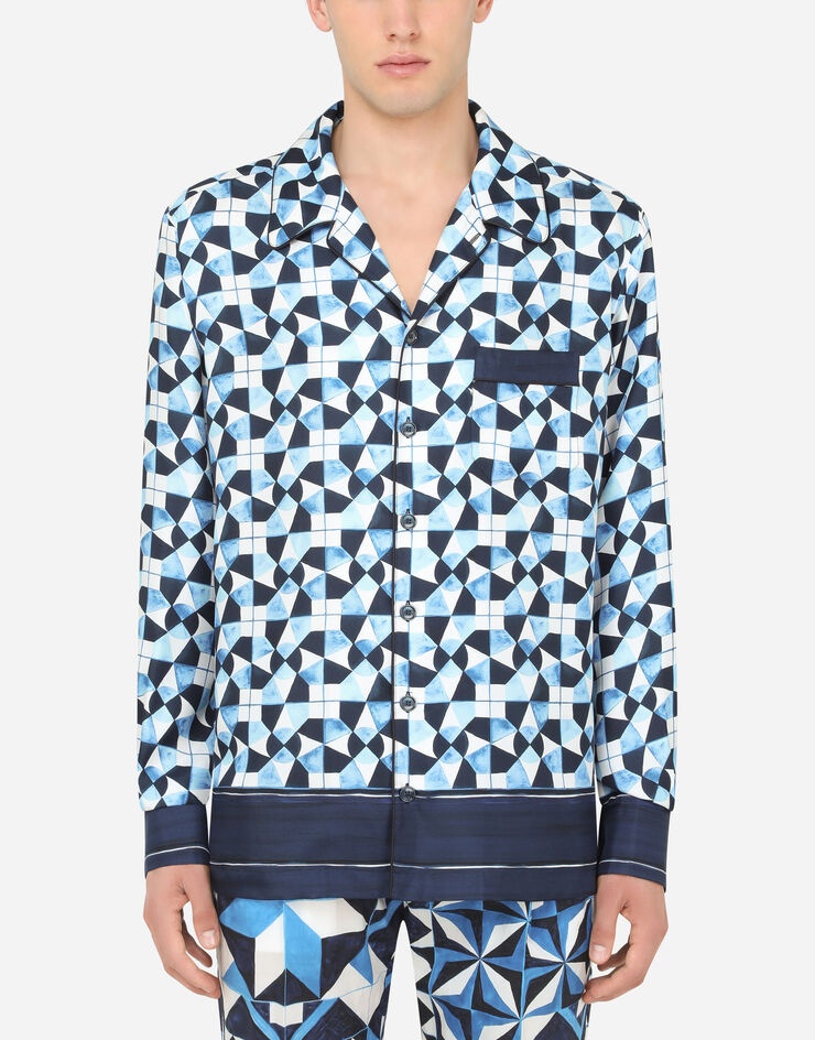 Silk majolica-print pajama shirt - 1