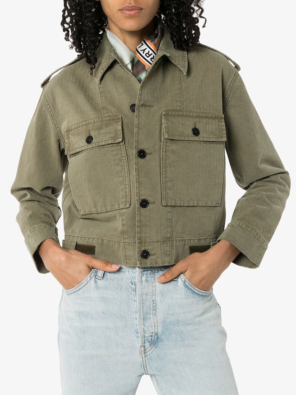 cropped military jacket - 2