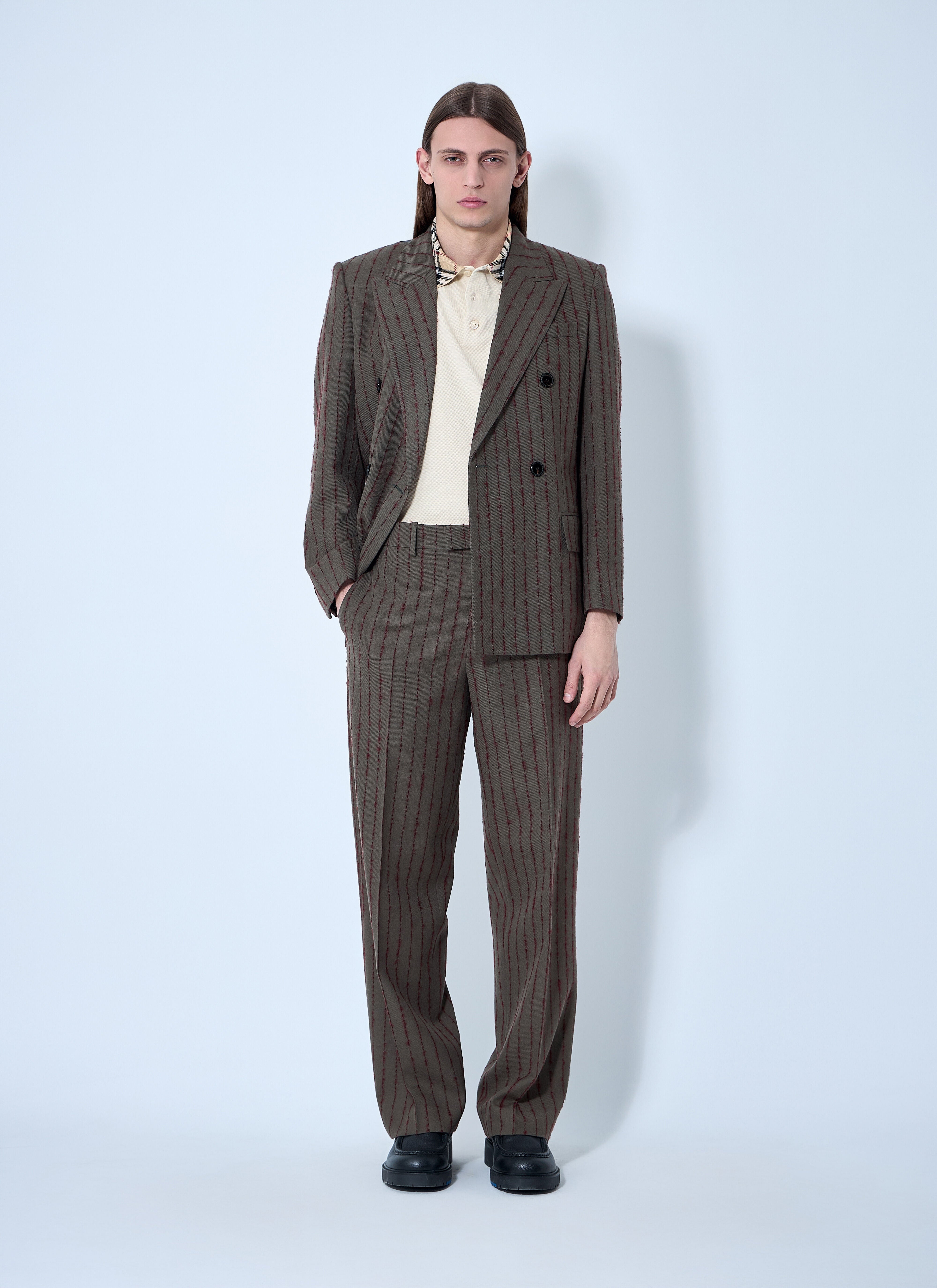 Burberry Burberry Men Striped Wool Tailored Pants luosophy