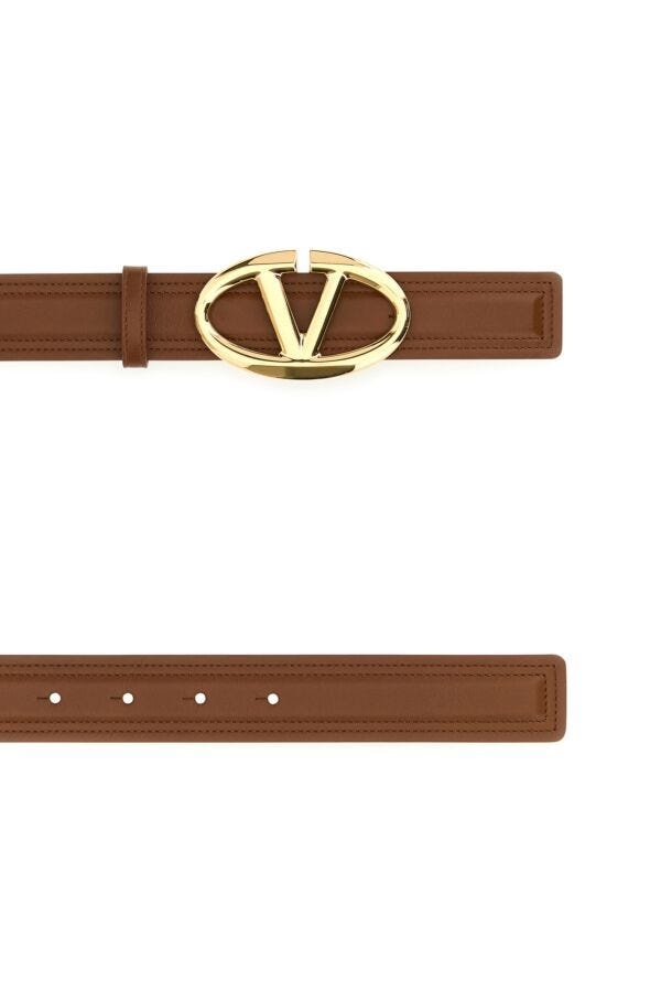 Valentino Garavani Woman Caramel Leather Reversible Belt - 2