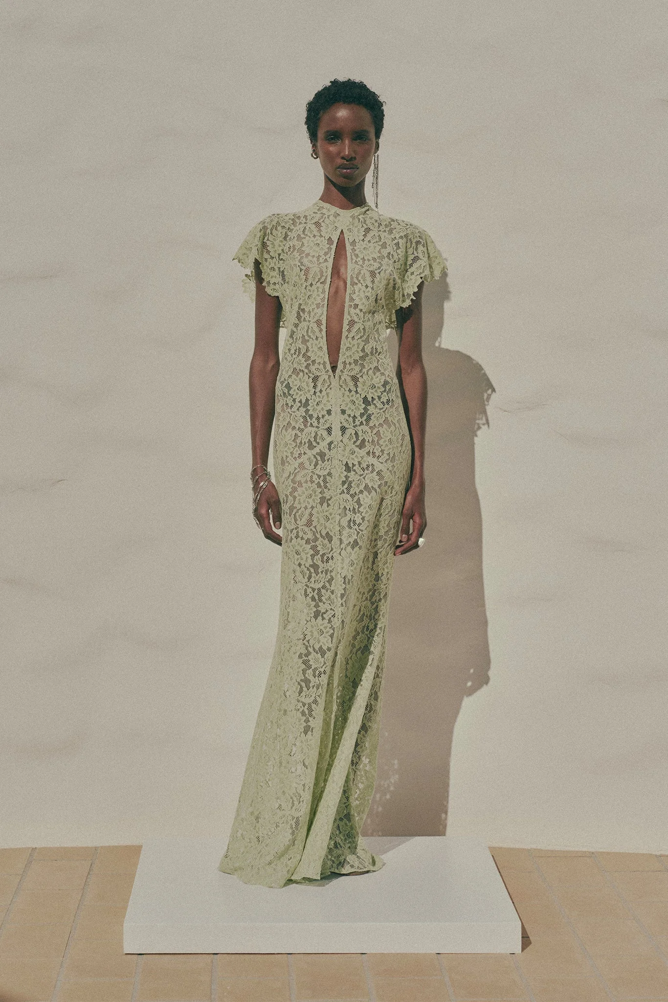 LAIA MAXI DRESS IN MINT GREEN LACE - 1