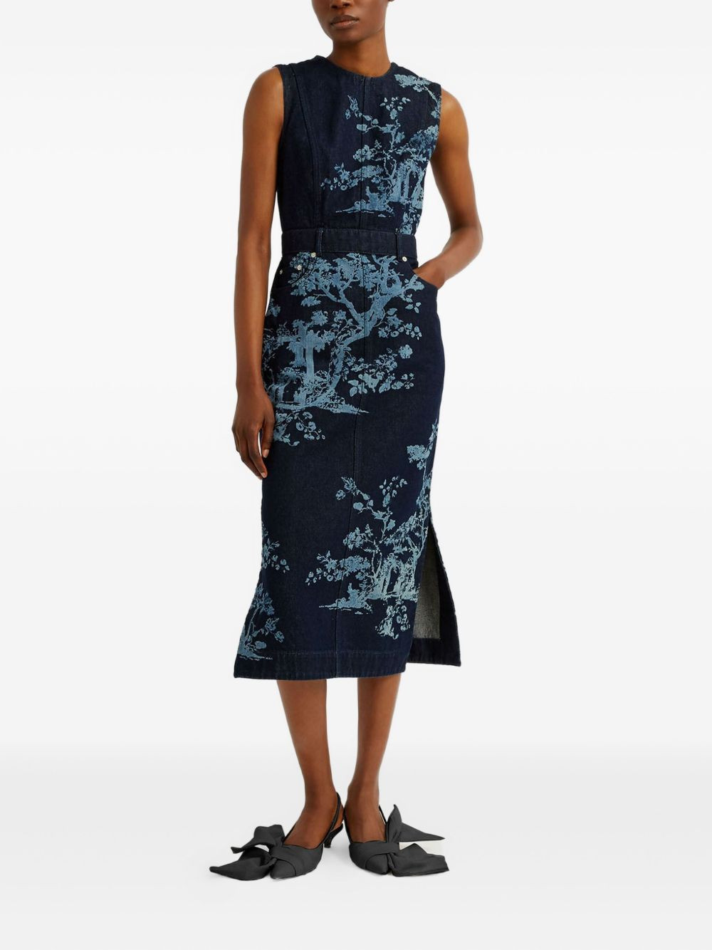 trees-print sleeveless dress - 2