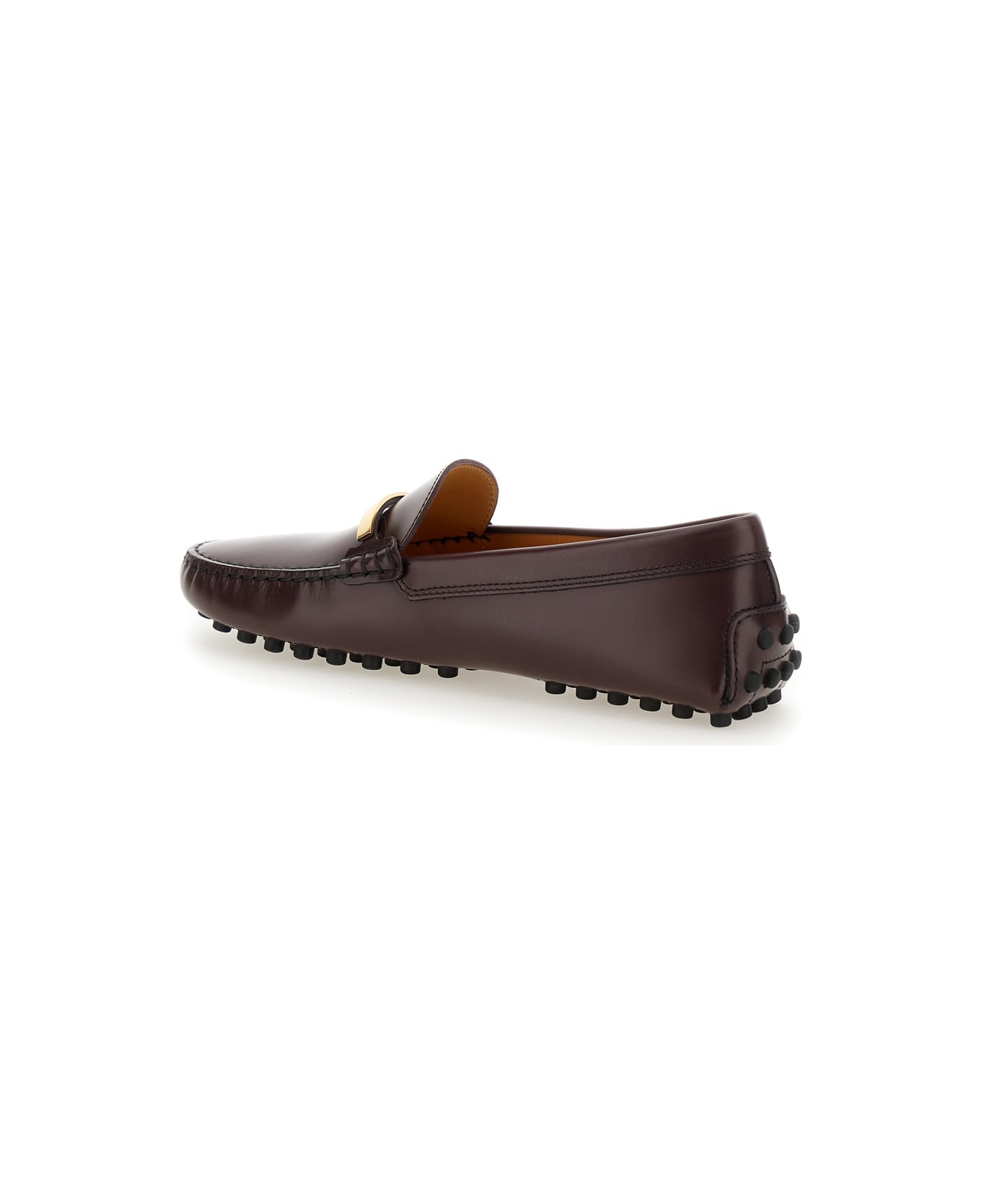 Brown Loafers With Logo Plaque And Rubber Sole In Leather Woman - 3